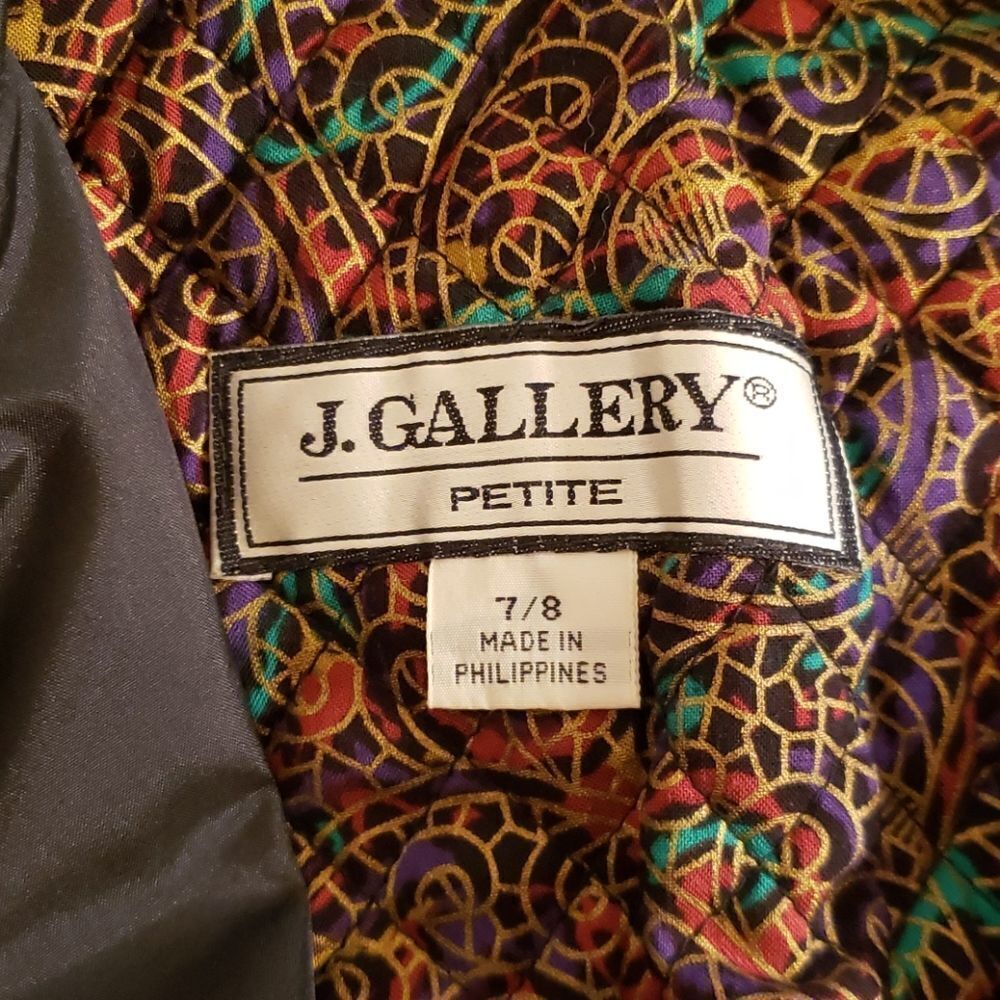 EUC J Gallery Black Raincoat Trench Coat Sz 7/8P - Picture 7 of 9